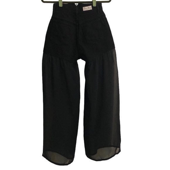 SUPER FUN & RARE. These are Paris Blues ✨ Black, Denim & Sheer Pants.VINTAGE - Picture 2 of 7